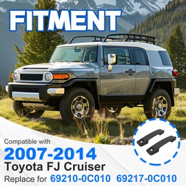 KUAFU Front Driver and Passenger Side Exterior Door Handle Compatible with 2007-2014 Toyota FJ Cruiser 2007-2021 Toyota Tundra Replacement for 69210-0C010 69217-0C010 Black Plastic