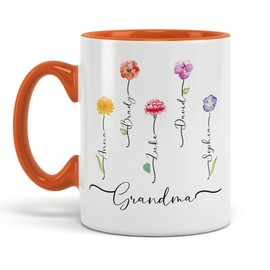 Christmas Gifts for Grandma, Mom - Custom Name Mug, Birth Month Flower Mug, Grandma Mug, Gift For Grandparents.… (Style 6)
