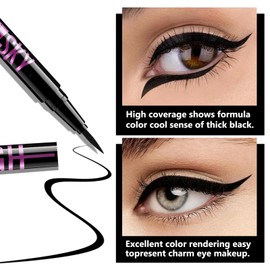 Apooliy Waterproof Liquid Eyeliner Black Eye Liner Smooth Makeup Pen Long-Lasting Smudgeproof Eyebrow Pen