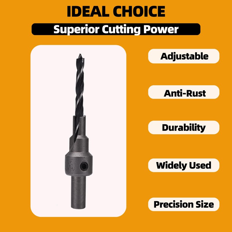 YaaYii Multi-Step Countersink for Confirmat Screw Two-Piece Drill Bit M5x