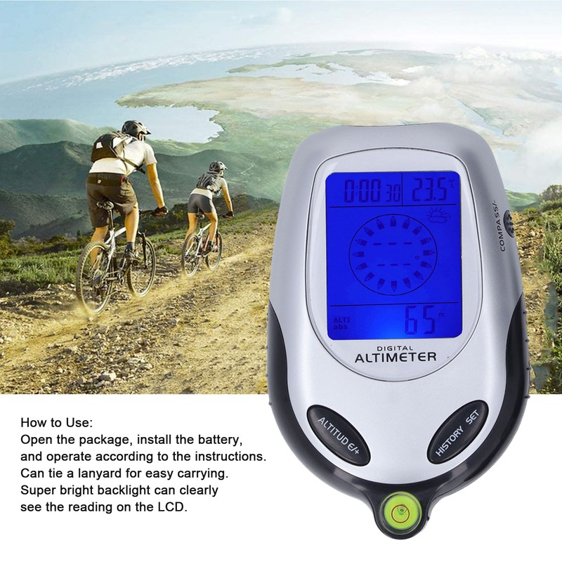 6 in 1 Altimeter Barometer Digital Display Multifunctional Thermometer Clock
