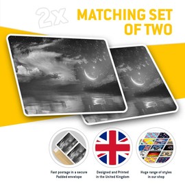 Rectangle Stickers(Set of 2) 7.5cm BW - Ramadan Kareem Muslim Moon Fun Decals for Laptops,Tablets,Luggage,Scrap Booking,Fridges, #38693