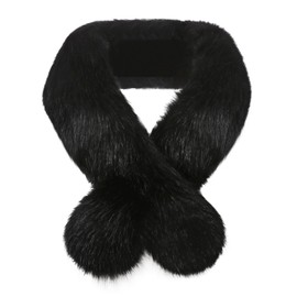 Soul Young Faux Fur Collar Women's Neck Warmer Scarf Wrap(160cm,63in,Black Plus)