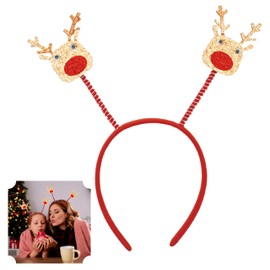 Xmas Novelty Adult Antlers Headband,Reindeer,Star Head Bopper Santa,Snowman Kids (Reindeer Headband)