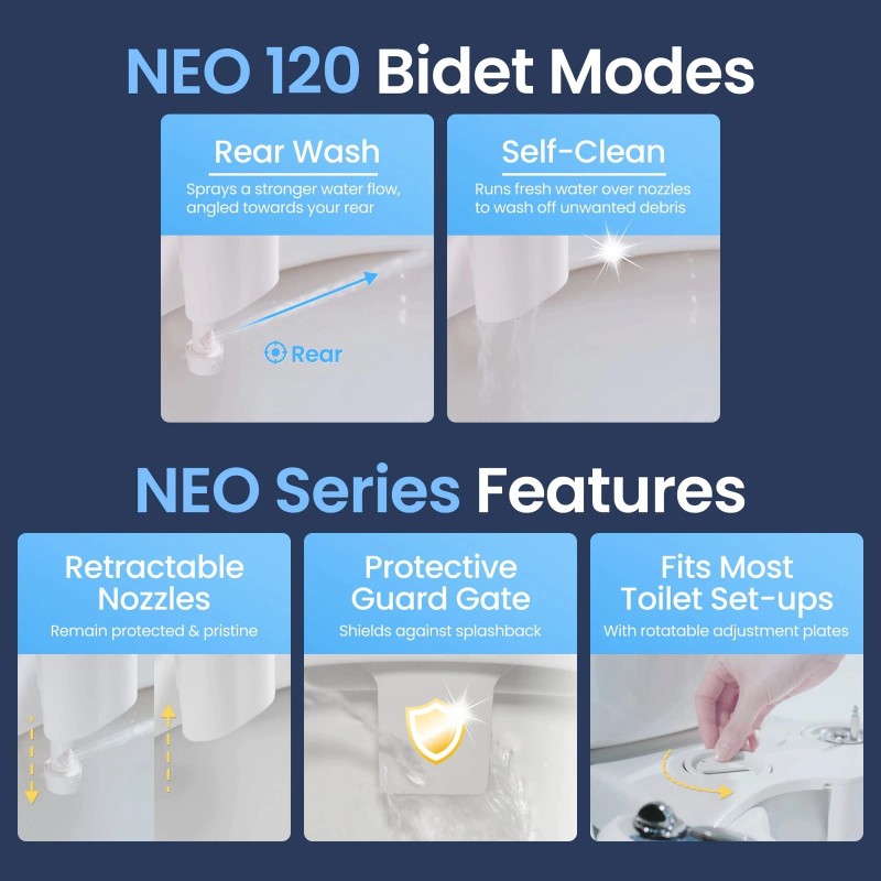 LUXE Bidet NEO 120 - Self-Cleaning Nozzle, Fresh Water Non-Electric