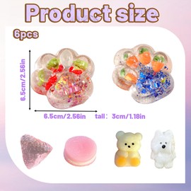 6PCS Taba Squishy Kit Set, Taba Squishy Paw & Strawberry Squishy Stress Relief Toys, Soft Taba Squishy Chick and Animal Fidget Toys for Anxiety, Cute Squeeze Gifts for Kids and Adults