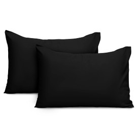 Imperial Rooms Pillow Cases 2 Pack Brushed Microfibre Pillow Covers (Black, Pillow Cases 2 Pack)