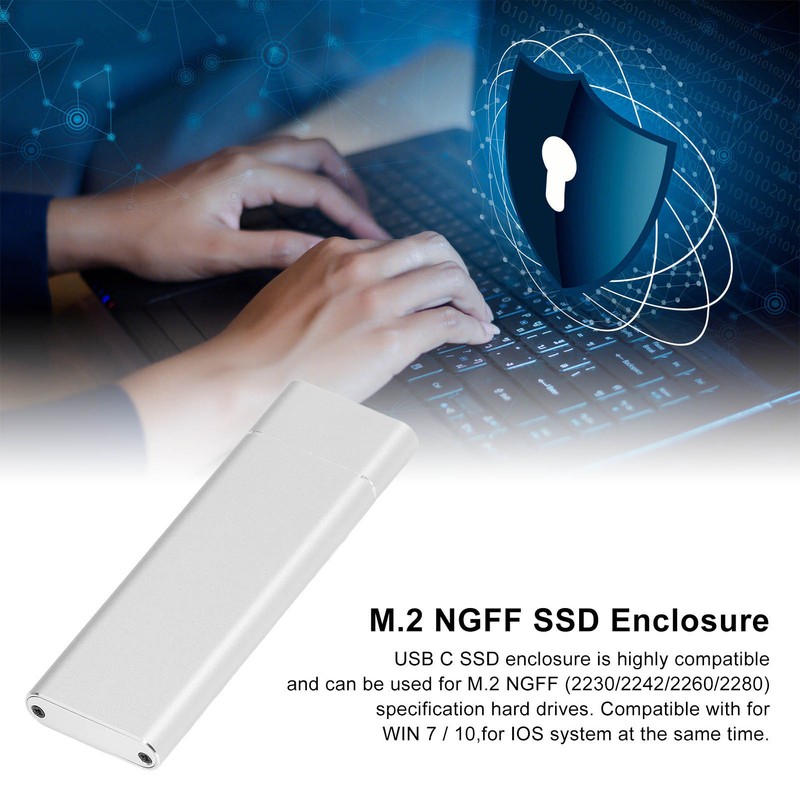 USB C SSD Enclosure M.2 NGFF High Speed Transfer USB3.0