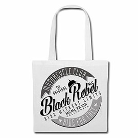 'Shoulder bag "Black Rebel Motorcycle Club Ride For Free Outdoor Motorcycle Chopper Gothic Motorcycle Skull Motorcycle Club Bike Route 66 Shopping Bag School Bag Gym Bag in White