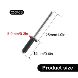 HUANR Blind Rivets Set, 200 Pieces Pop Rivets, Large Head Rivets, Black Aluminium Blind Rivets for Furniture, Repair Connections, Fixing