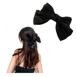 Satin Bowknot Bow Hair Clips for Women Large Black Bow for Hair Barrettes Clip for Thick Hair Bows for Girls French Christmas Clips for Hair Accessories