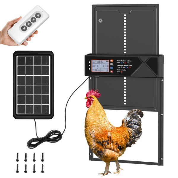 Automatic Chicken Coop Door, 4 Modes LCD Display Chicken Coop