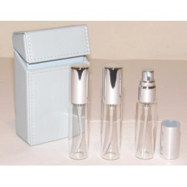 Saks Fifth Avenue 3 Fragrance Atomizer Blue NEW Perfume Travel Case Refillable