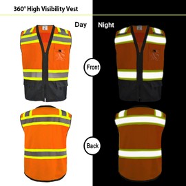 High Visibility Safety Vest for Men Women Durable Hi Vis Gear 8 Pockets Reflective Stripes Construction Work M-7XL