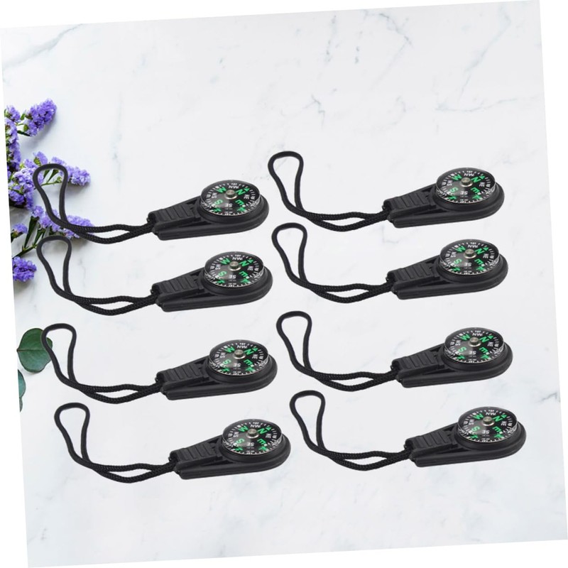 KOMBIUDA 8PCS Mini Compass Keychain with Lanyard Portable Outdoor Pendant