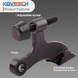 KOVOSCH 2 Pack Hinge Pin Door Stopper Oil Rubbed Bronze - Adjustable Heavy Duty Hinge Pin Door Stop with Black Rubber Bumper Tips
