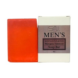 Seoul Naturals Men's Sophisticated Mahogany Teakwood Soap Bar, k beauty, 4 oz