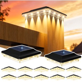ZCXLIGHT Solar Post Cap Lights Outdoor 12 Pack, 4x4 Post Solar Lights Waterproof 16LED Spot Lens, 3 Modes Fence Post Solar Lights, 4x4 3.5x3.5 Vinyl Wooden Posts Solar Post Lights for Garden, Patio