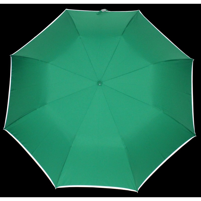 安全 反射テープ付 指をはさまない 開閉らくらく 無地 軽量 子供用 折りたたみ傘 ５３ｃｍ (グリーン)