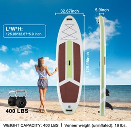 Elevon Inflatable Stand Up Paddle Board with SUP Paddle Board Accessories, Wide Non-Slip EVA Deck, Blow Up Paddle Boards for Adults & Youth for Surf Skill Levels, Light Green