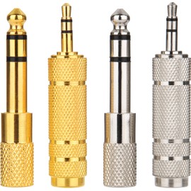 EBOOT 4-Piece Headphone Adapter Set, 6.35mm Male to 3.5mm Female, Metal Construction, 360 Degree Grip Treads