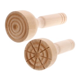 WOONEKY 2pcs Brickearth Mold Cookie Stamps Cookie Cookie Stencils Wood Stamp Wooden Stamp Craft Wooden Stamp Wooden Handle Clay Stamps Clay Texture Tools Light Brown