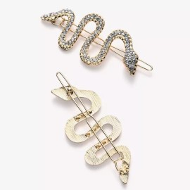 Nanysfashion Broches  Pasador Para Cabello Serpiente Cristal 2 Pzas