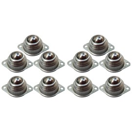 Baluue 10 pcs Mini Swivel Casters Wheels, Stainless Steel Mini Wheel 360 Degree Rotation, Bearing Ball Transfer Wheels No Noise for Furniture Trash Canrage