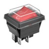 Heschen Rocker Switch ON-Off DPST 4 Terminals Red Light 16A