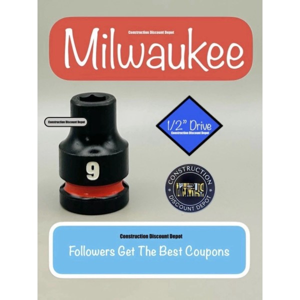 Milwaukee 49-66-6241 9MM Shockwave Impact Duty 1/2" Drive Shallow Socket