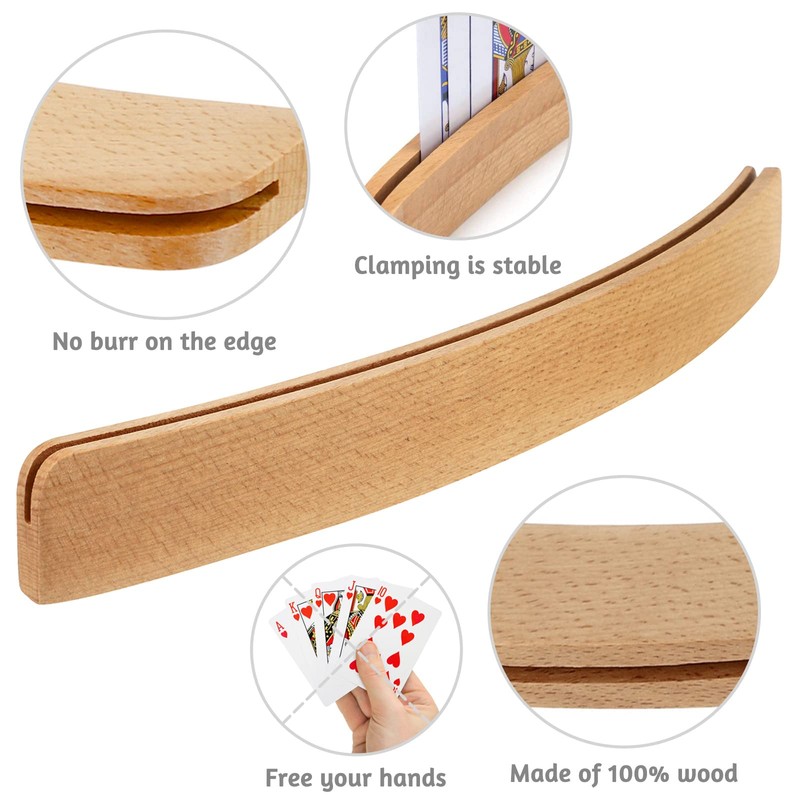 AMJKEJI 2 Pcs Playing Card Holder Stand, Solid Beechwood Holders