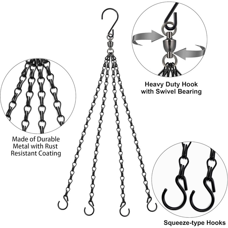 Swivel Hanging Basket Chains 23 Inches 4 Leads Hanging Chains