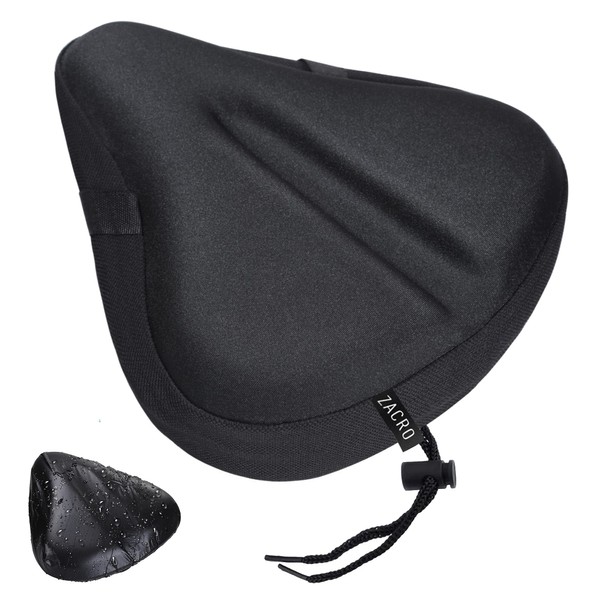 Zacro Bike Seat Cushion - Padded Gel Bike Seat Cover for Men & Women Comfort, Extra Padding Bicycle Saddle fit with Peloton/Spin Stationary Exercise/Mountain Road Cycling Bike, Outdoor & Indoor