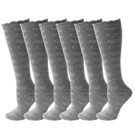 The Essentials Wardrobe GIRLS 6 PACK TEW KNEE HIGH SOCKS - GREY - 4-6