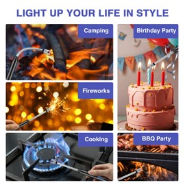 2 PCS Candle Lighter, Electric Lighter Arc Windproof Flameless with 360° Flexible Neck & LED Power Display, Lighters for Candle for BBQ, Grill, Camping, Fireplace, Stove