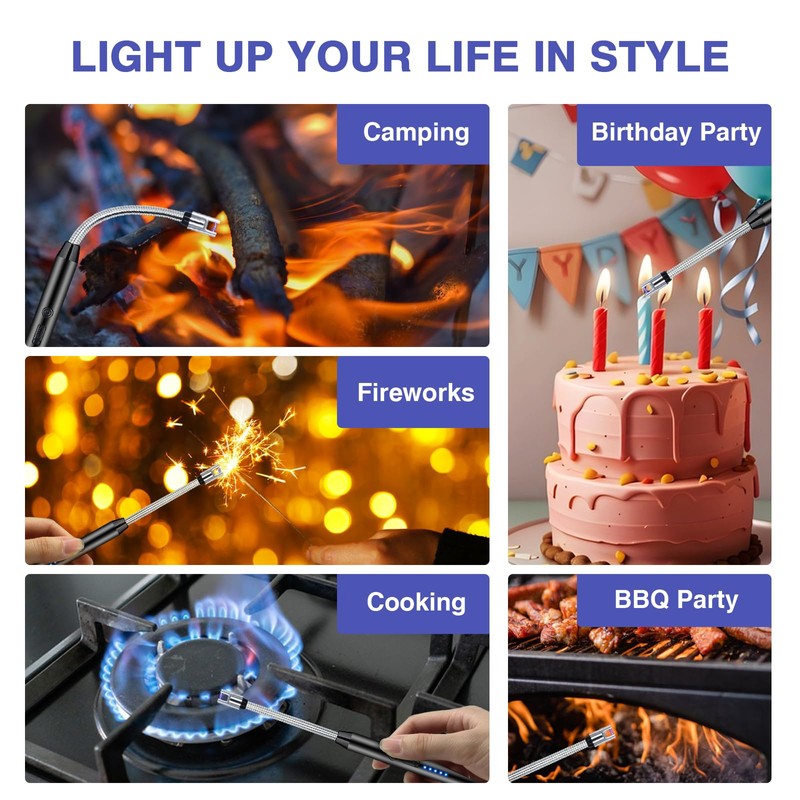 2 PCS Candle Lighter, Electric Lighter Arc Windproof Flameless with