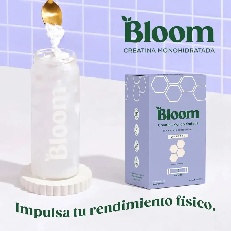 Bloom Creatina Monohidratada En Sobres Prácticos 14 Pzas Sin Sabor