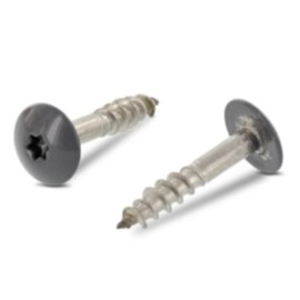 Trespo Wood Screws 4.8 x 32 Pack of 25 Stainless Steel A2 / V2A - Round-Headed Wood Screws with Hexalobular Socket - Rust-Proof - Powder Coated RAL 7012 Basalt Grey