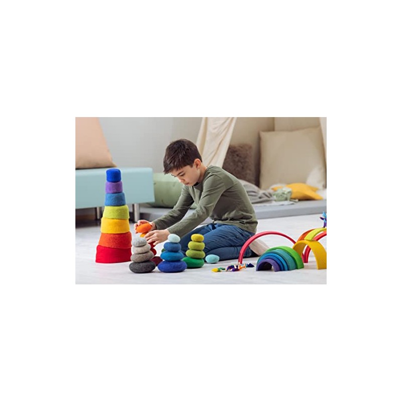 Betzold - Rainbow Felt Pebbles 20-Piece Colourful for Laying and