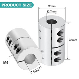 12.7 mm to 14 mm Shaft Coupling, 32 mm Diameter 45 mm Length, Coupling Coupler, Rigid Aluminium Alloy Joint Motor for 3D Printer, CNC Machine, DIY Model