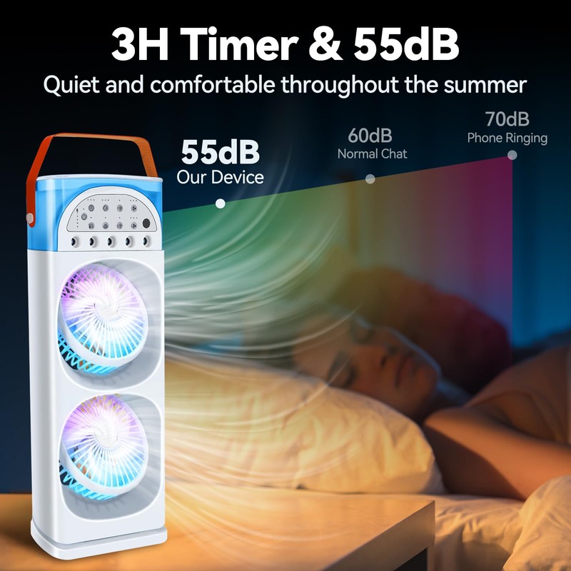 4-IN-1 Portable Air Conditioners, 2400mAh Battery Evaporative AC Air Cooler