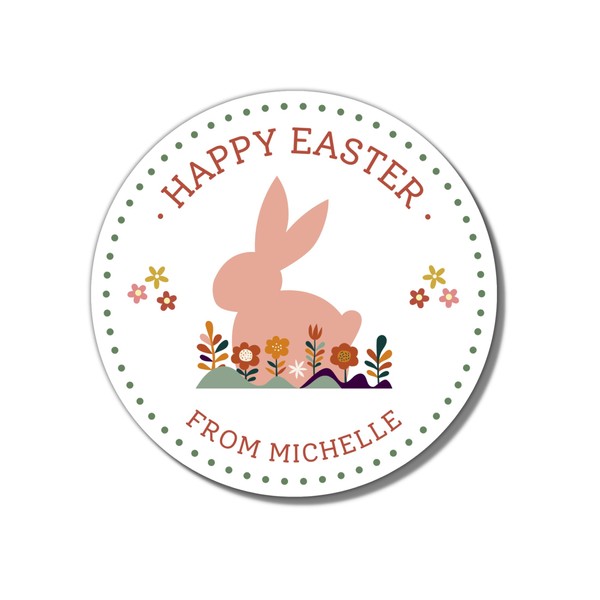 Emma Pink Studio Personalized Happy Easter Stickers, Custom Easter Party