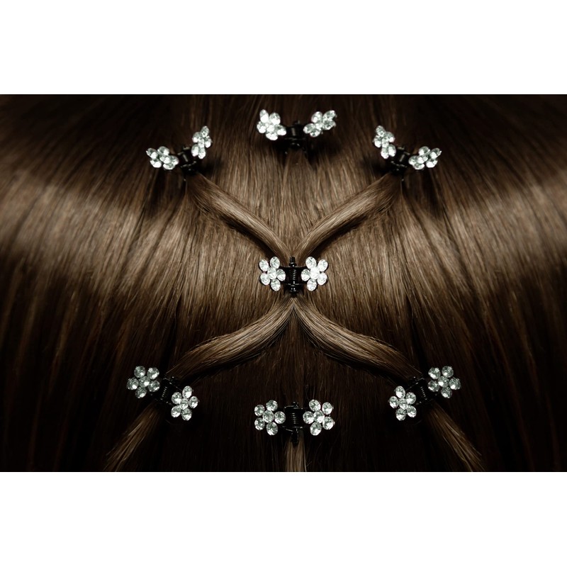 Rhinestone Hair Clips (Pack of 10, Crystal)