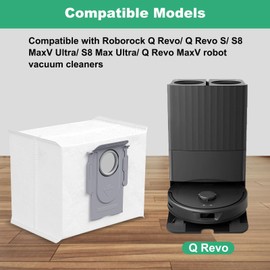 12 Pack Dust Bags for Roborock Q Revo, Q Revo S, S8 MaxV Ultra, S8 Max Ultra, Q Revo MaxV, 2.7L Large Capacity, Disposable Replacement Vacuum Bags Replacement Parts