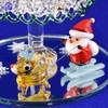 Folkart Cute Handmade Glasswork Sleigh Pull Santa Tree Set