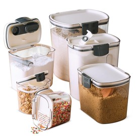 Progressive ProKeeper Baker's Airtight Kitchen Storage Canister Container Set for Flour, Sugar & More, Keeps Ingredients Fresh, with Accessories (Multicolor, 6- Piece)