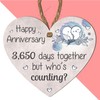 Happy Anniversary Wooden Heart Plaque – "3,650 Days Together But