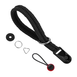 [Cobby] Paracord Braided Wrist Strap Anchor Design for SLR Mirrorless with Round Triangle Ring 12 Months Black