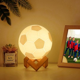 Mydhall Soccer Lamp Night Light with Remote,16 Color Bedside Table Lamp Gifts for Dad, Men, Boys, and Kids Sports Fan Room Decor, Graduation Gift, Stocking Filler White Elephant Gifts(4.7inches)