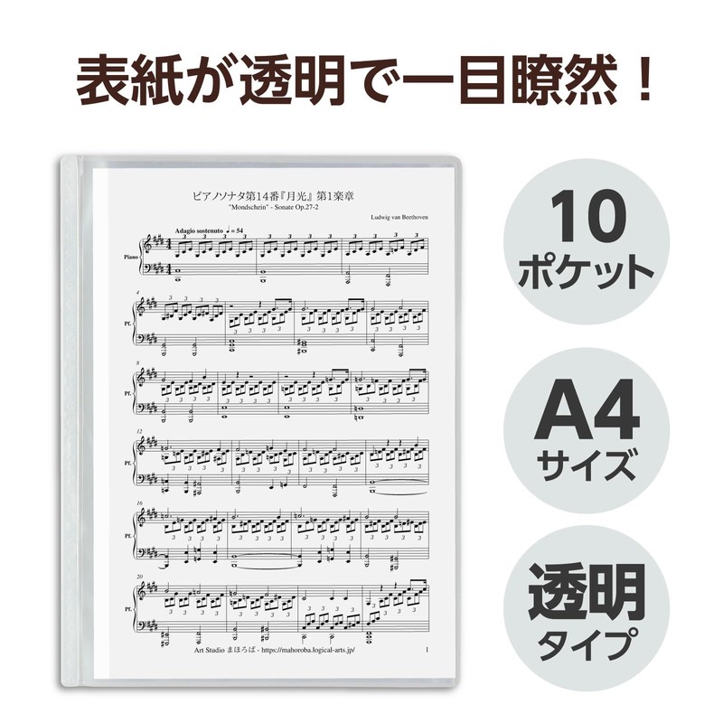 Thin Clear Book A4 Horizontal Loading 10 Pockets, Clear 5651